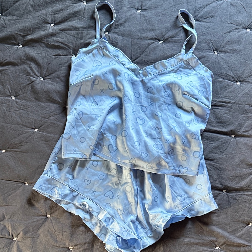 Women's Blue Heart Print Sleepwear Set